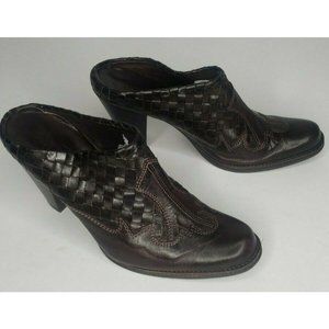 SESTO MEUCCI brown woven leather mules sandals 6.5